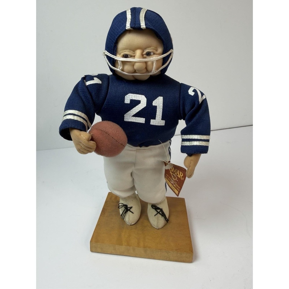 Kamar Football Plush Doll On Base Vintage NFL Blue White Team